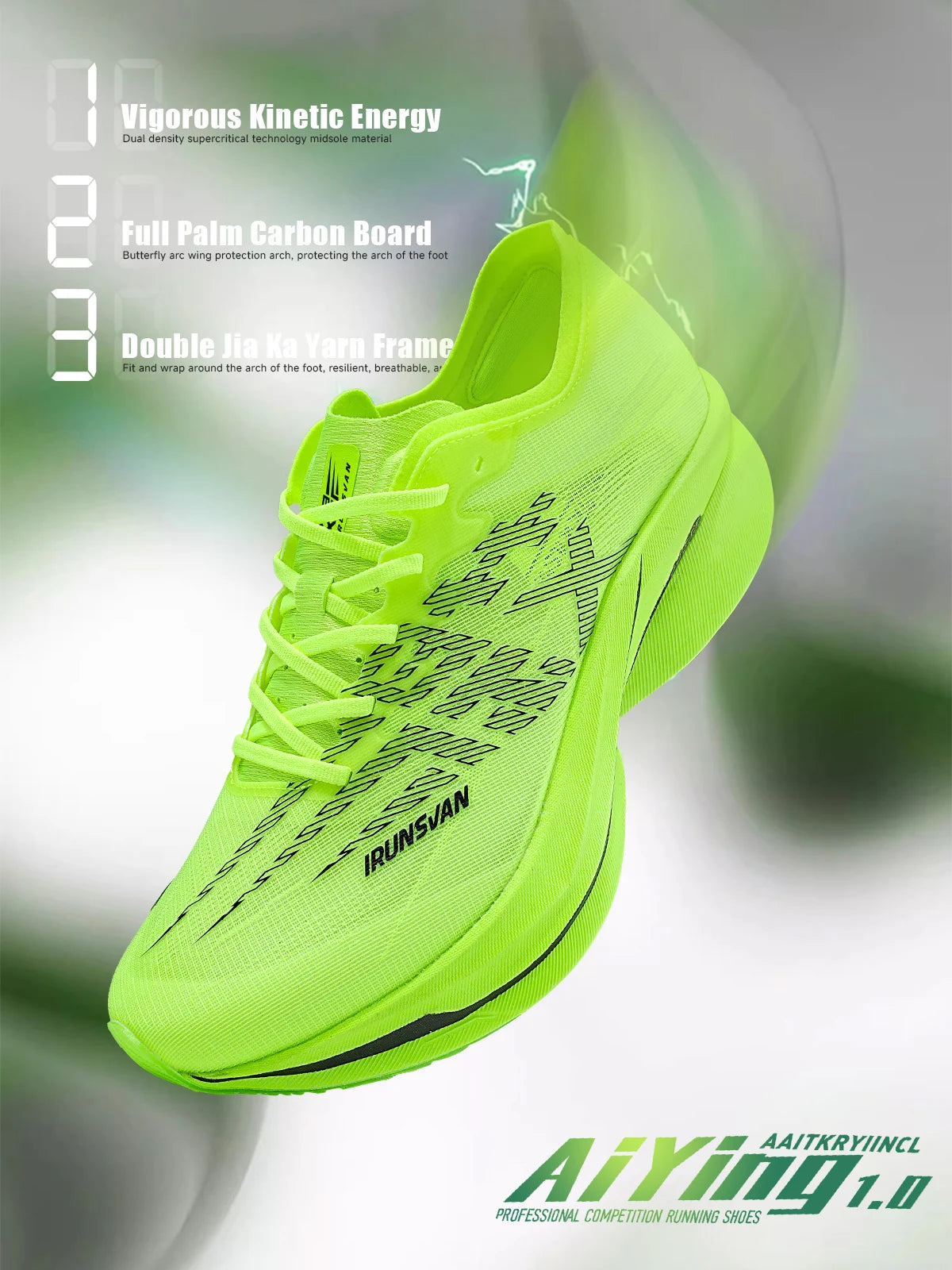 IRUNSVAN Carbon Plate Sports Shoes, Marathon Professional Running Shoes, Shock Absorbent Breathable Jogging Shoes, Unisex Model 095
