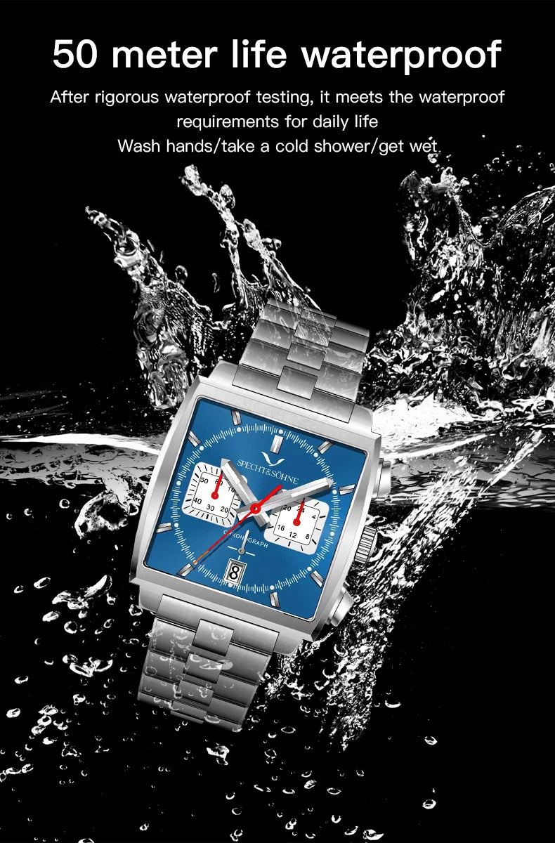 Specht&Sohne 2025 New Men's Watches Quartz Sport Watch Stainless Steel Leather Strap Japan Miyota VK63 Chronograph