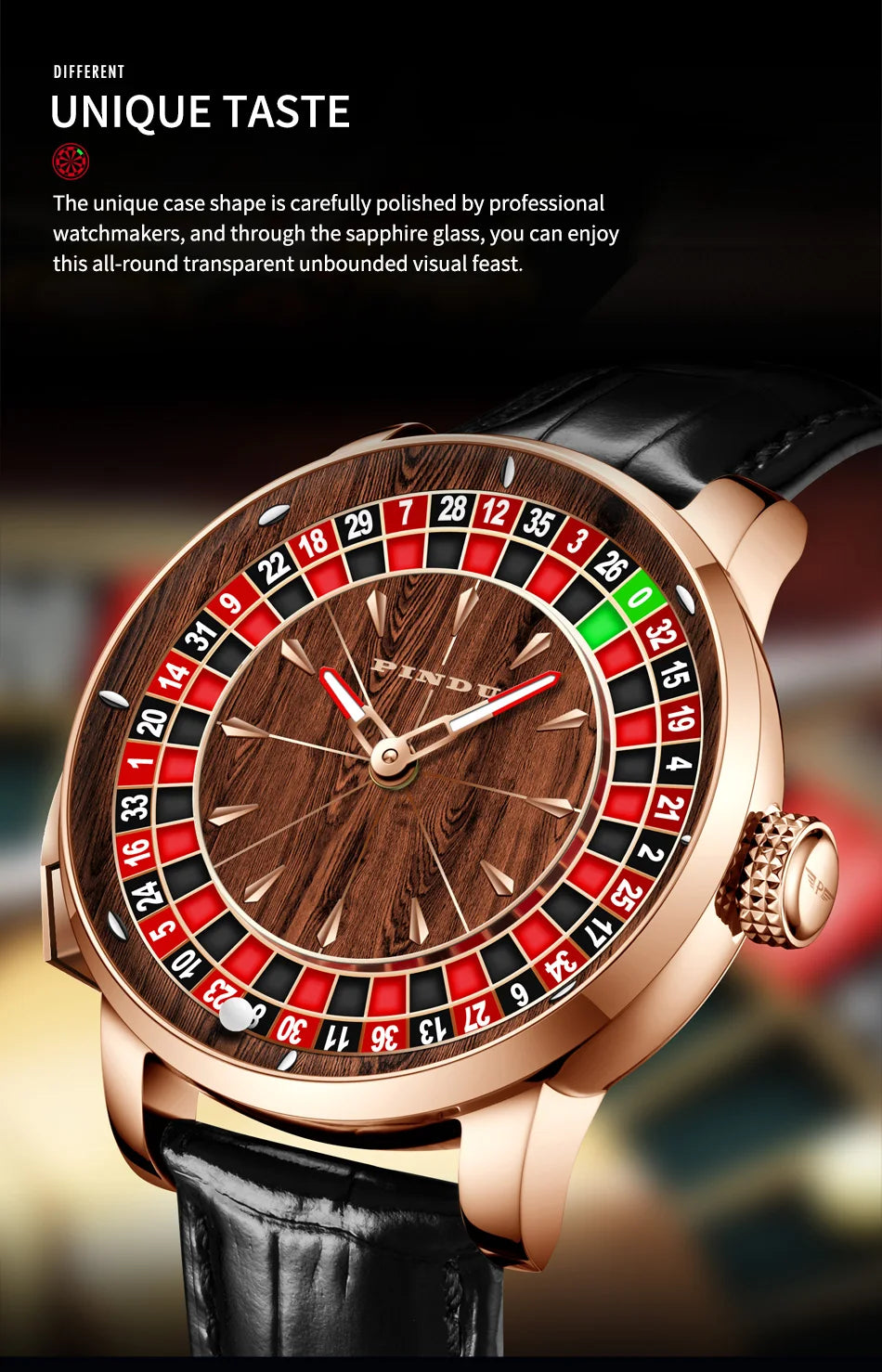 2025 NEUES PINDU Design Mechanische Herrenuhr mit drehbarem Zifferblatt, Japan NH35 Uhrwerk, Saphirglas, wasserdicht, hochwertige luxuriöse Automatikuhr