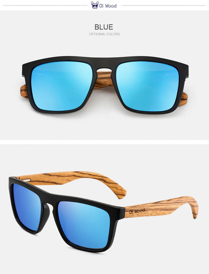 Oi Wood Women Sun glasses Square Sunglasses Wooden Eyeglasses polarized Red Lenses Mens Glasses