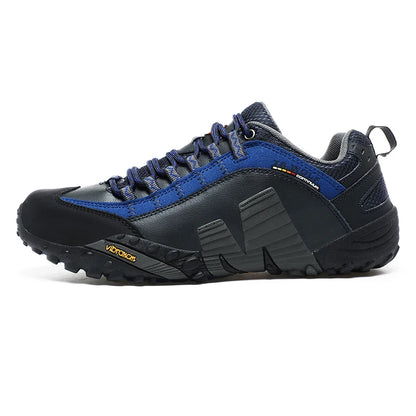 Sapatos de montanhismo para homem em couro genuíno, calçado desportivo outdoor antiderrapante, sapatos de montanhismo e caminhada respiráveis para turismo