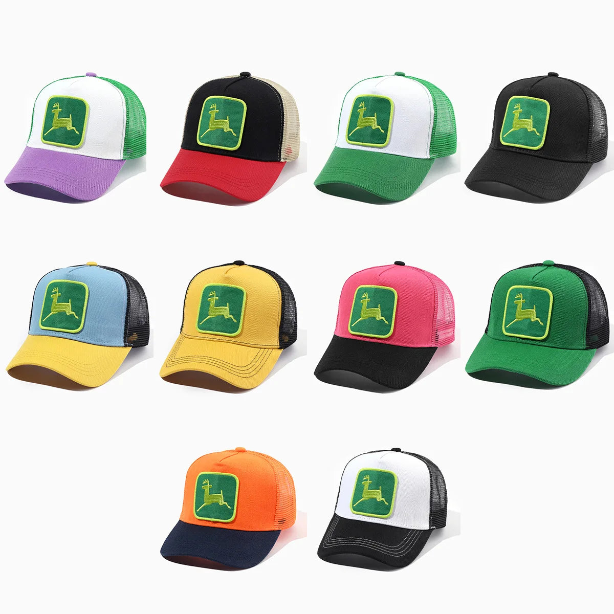 Elk Embroidery Duckbill Cap for Women, Sun Protection Wide Brim Baseball Cap, Adjustable Mesh Cap, Export Ready Stock Hat
