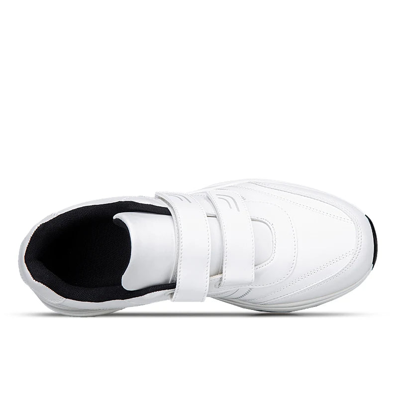 Férfi állítható tépőzáras bőr cipő, alkalmi sportcipő, fehér cipő, Masculino Zapatillas Deportivas Tenis