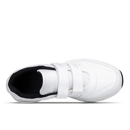 Férfi állítható tépőzáras bőr cipő, alkalmi sportcipő, fehér cipő, Masculino Zapatillas Deportivas Tenis