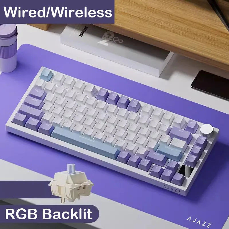 Tastiera meccanica da gaming AJAZZ AK820 Pro cablata e wireless, tri-mode, retroilluminazione RGB, switch hot-swap, layout compatto 70%, PC/Mac