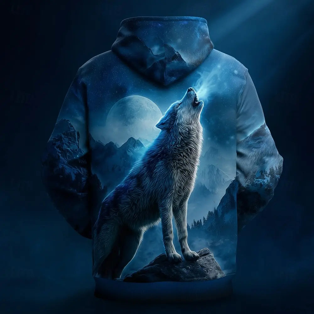 Ανδρικό φούτερ με κουκούλα Wolf, μπλούζα με στρογγυλό λαιμό 3D Fantasy, μπλούζα για πάρτι, δώρο, κλαμπ, με κορδόνι, φούτερ με κουκούλα, φθινόπωρο-χειμώνας, σχεδιαστής