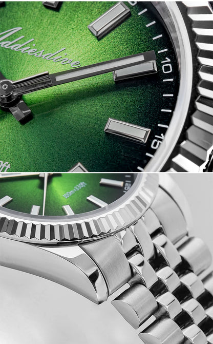 ADDIESDIVE Neue Herrenuhr AD2073, Saphirglas, 36mm, VH31 Sunburst Quarzuhr, 10Bar wasserdichte Taucheruhr, leuchtende Armbanduhr