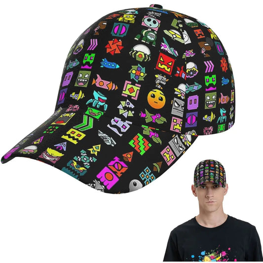 Geometry Dash Mesh Baseball Caps Snapback Fashion Baseball Hats Breathable Casual Casquette Outdoor For Men's And Women's