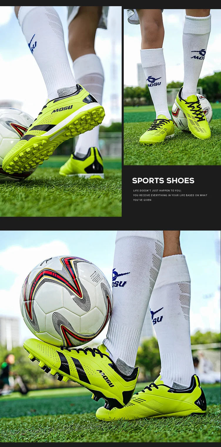 Neue Fußballschuhe für Herren und Damen, Hallen- und Outdoor-Sportschuhe mit langen Stollen und Multinocken für das Fußballtraining auf Matten