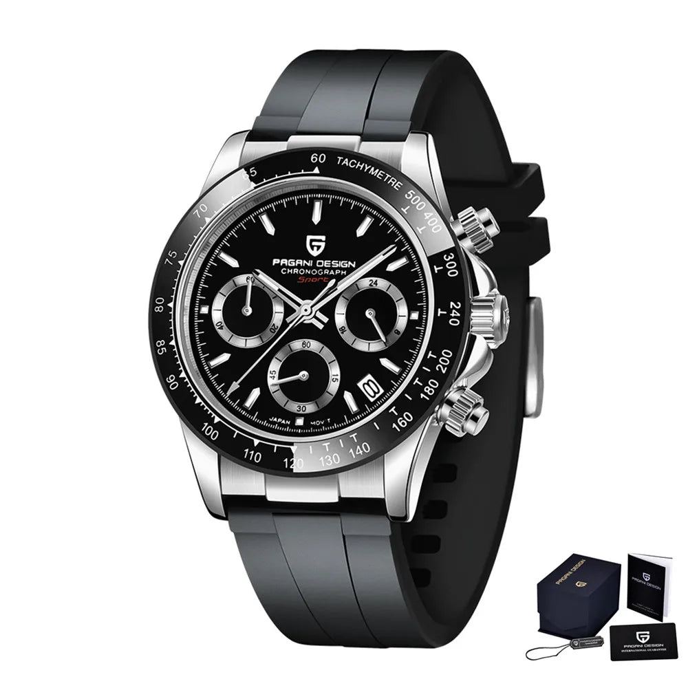 Novo Original PAGANI DESIGN PD-1664 Relógio de Pulso de Luxo para Homem, Movimento de Quartzo Japonês VK63, Safira, Cronógrafo Resistente à Água, Dourado