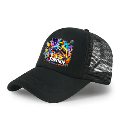 Gorra de béisbol Fortnite con estampado de juego estilo cartoon para niños, gorra de malla transpirable de verano, visera ajustable, regalo de cumpleaños para niños