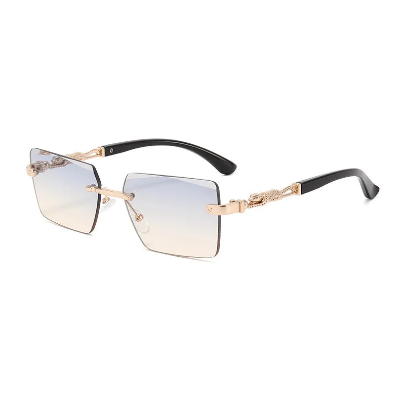 Fashion Rimless Rectangle Sunglasses Women Men Luxury Brand Shades Square Sun Glasses Female Male Beach Travel Eyewear