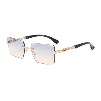 Fashion Rimless Rectangle Sunglasses Women Men Luxury Brand Shades Square Sun Glasses Female Male Beach Travel Eyewear