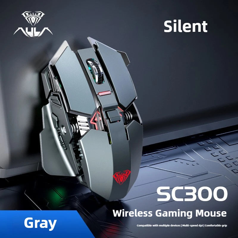 Nuevo 2025 Ratón Gaming Inalámbrico SC300 2.4G RGB 3200dpi Recargable Silencioso Mecánico para E-sports, Ordenador de Sobremesa y Portátil