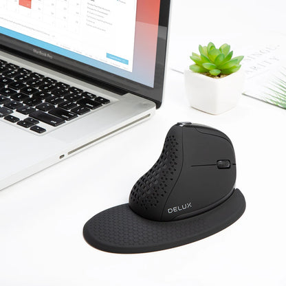 Rato Vertical Ergonómico Delux M618XSD Seeker com Ecrã OLED 4000DPI, Recarregável, 1000mA e Tampa Traseira Amovível para Computador