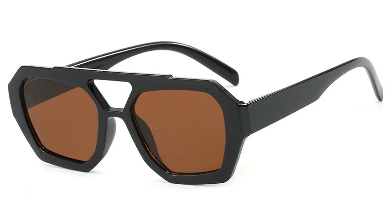 Fashion Pilot Oversized Sunglasses For Women New Double Bridges Sun Glasses Female Retro Square Leopard Purple Eyewear Trendy