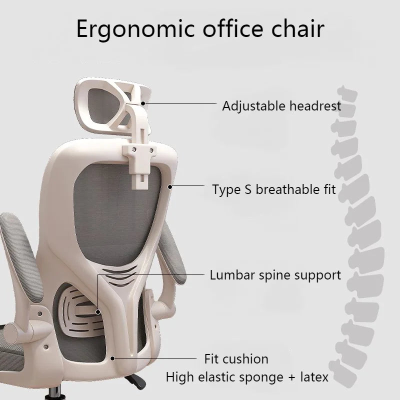 Silla gaming ergonómica giratoria con malla, elevación ajustable, comodidad para uso prolongado, hogar, dormitorio, oficina y estudio