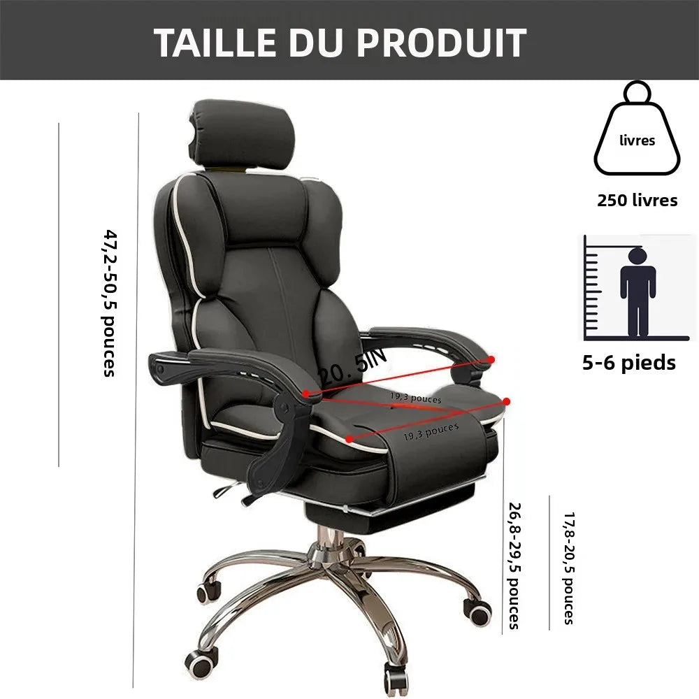 Ergonomic Office Chair High Back with Adjustable Lumbar Support Retractable Footrest Reclining Desk Chair for Home or Office Use
