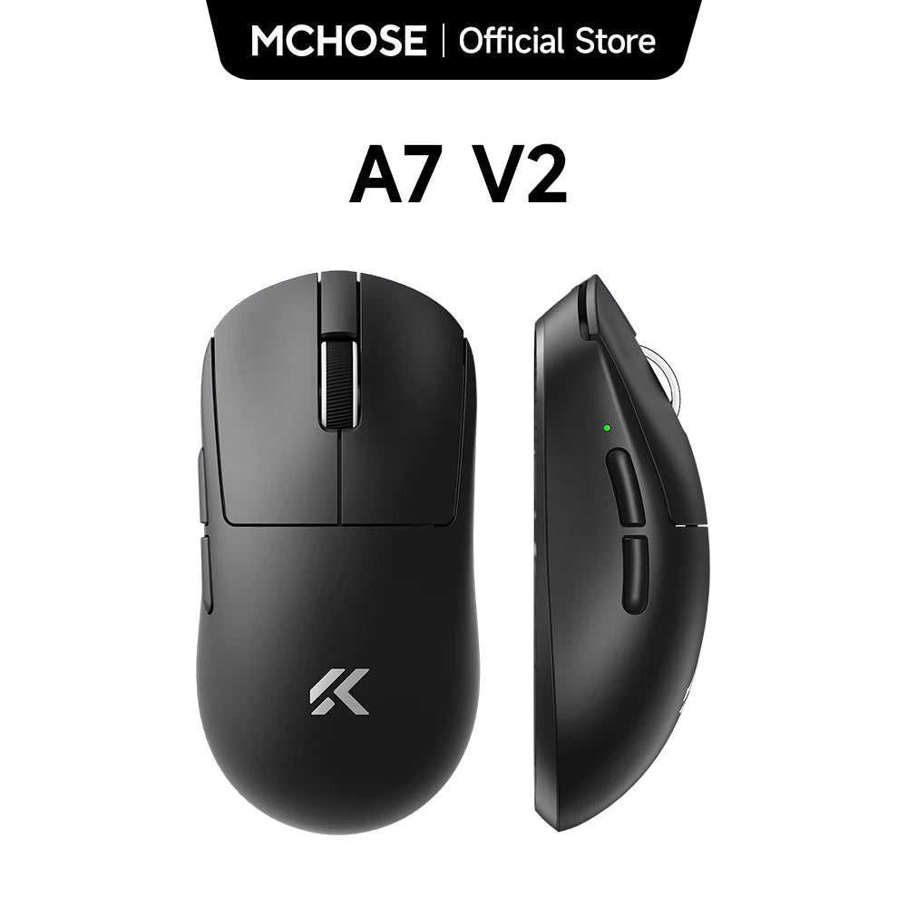 Ratón gaming inalámbrico ligero MCHOSE A7 V2 con doble tasa de sondeo de 8,000Hz, PAW3950 TI, para gaming, esports y oficina