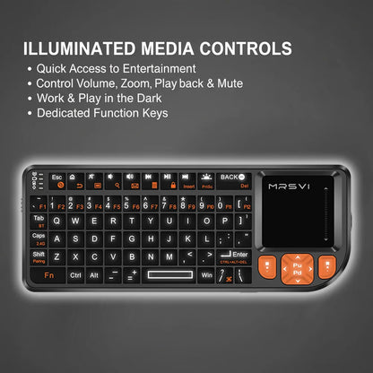 MRSVI Mini Keyboard A8 PLUS, tastiera wireless retroilluminata 2.4GHz e Bluetooth5.0 con touchpad per Android TV Box, Mac, laptop, Windows