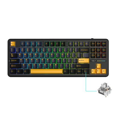 Tastiera meccanica AULA F87 Pro 2.4g/USB/Bluetooth Tri-Mode wireless, 87 tasti, RGB, PBT, gasket, silenziamento a 5 strati, full key, senza impatto