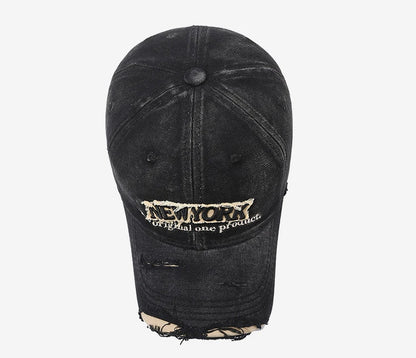 Vintage Old Hole Embroidery Letters Cowboy Baseball Cotton Soft Top Men's and Women's Spring and Summer Casual 56-60cm Sun Hat