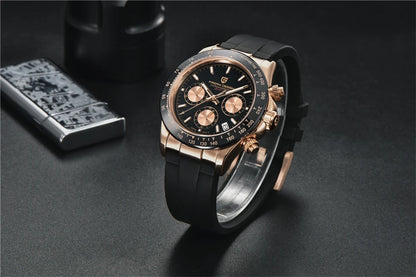 PAGANI DESIGN V2 40MM Herrenuhr mit Meteorit-Zifferblatt, Quarzwerk, Saphirglas, Retro-Chronograph, wasserdichte Uhr für Herren