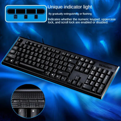 Q9 Einzeltastatur USB, quadratischer Anschluss, für Business, Büro und Zuhause, PS2-Rundanschluss, kabelgebunden, für Desktop-Computer