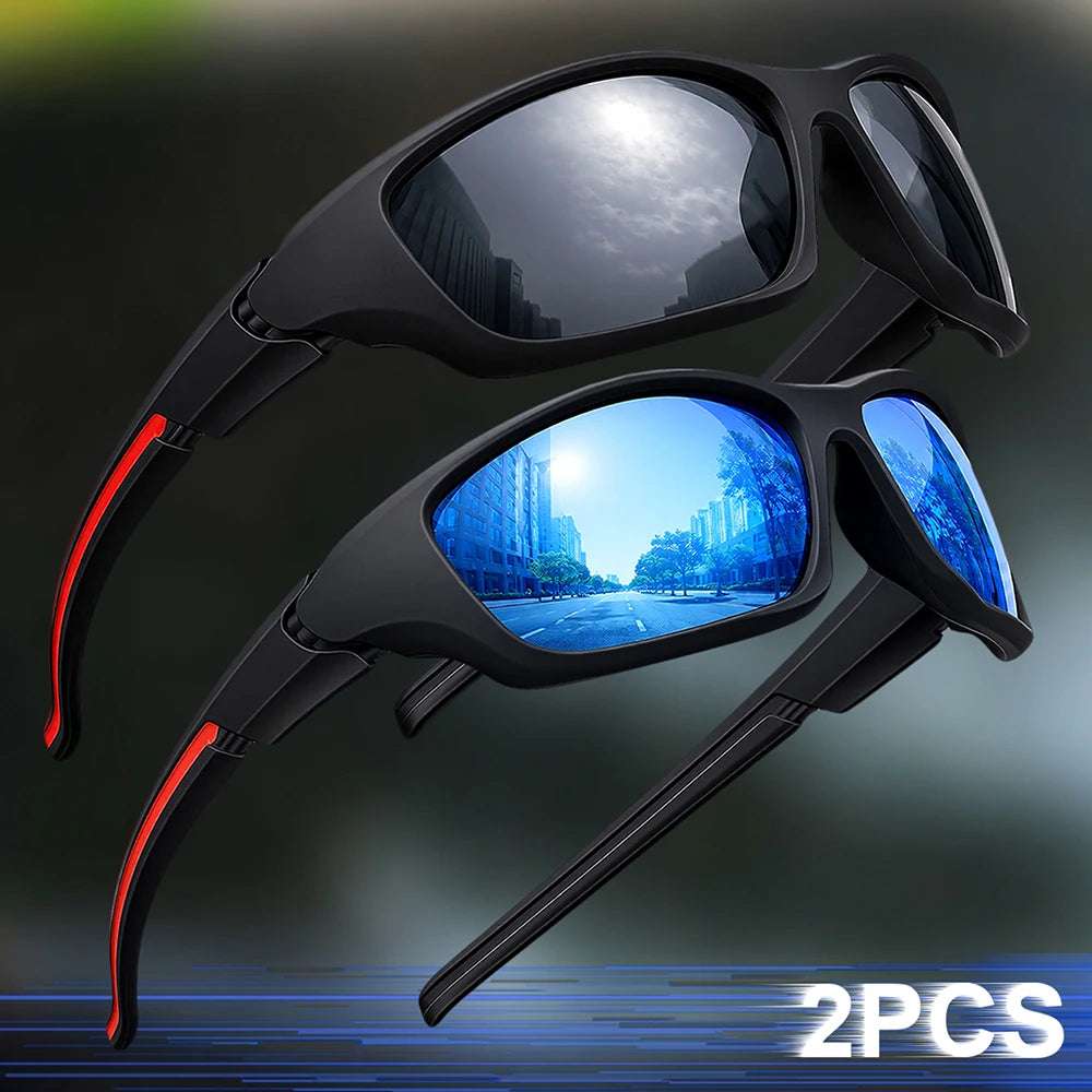2pcs Advanced Cool Fantasy Polarized Surround Fashion Sunglasses,Men's and Women's Outdoor Sports,Cycling,Fishing,Hiking,Golf