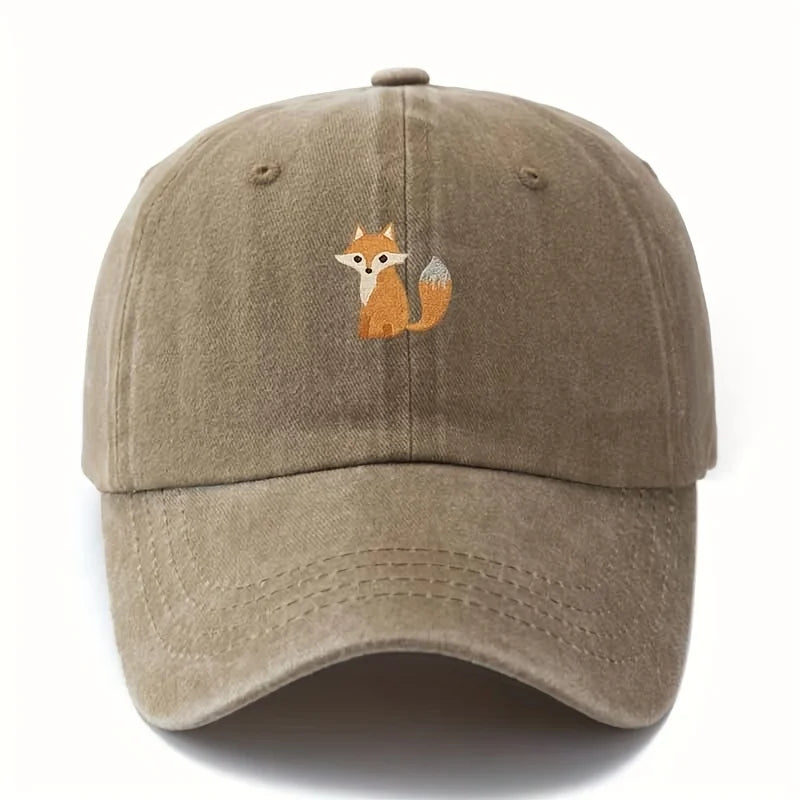 Boné de baseball estampado com padrão de raposa adorável para moda casual do dia a dia, chapéu versátil para deslocações urbanas, adequado para homem e mulher