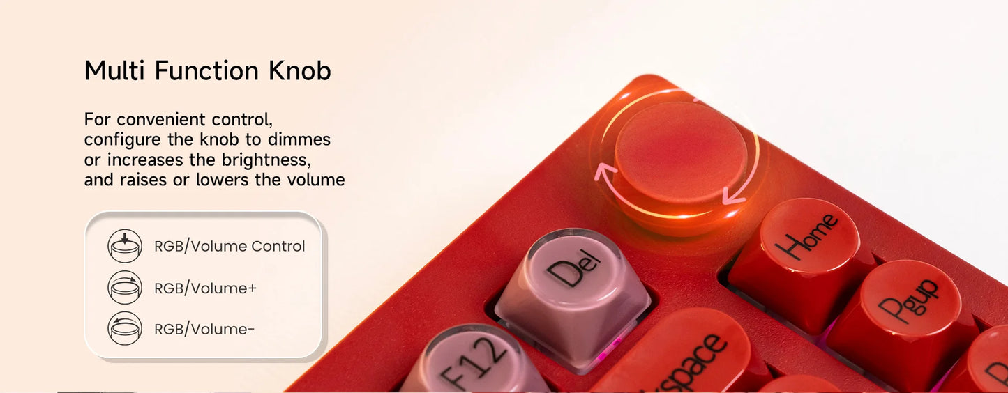 AKKO 5075 X Veekos K75 Tastiera meccanica da gaming 75% RGB 3/5-Pin Hot Swap cablata personalizzata con manopola e guarnizione