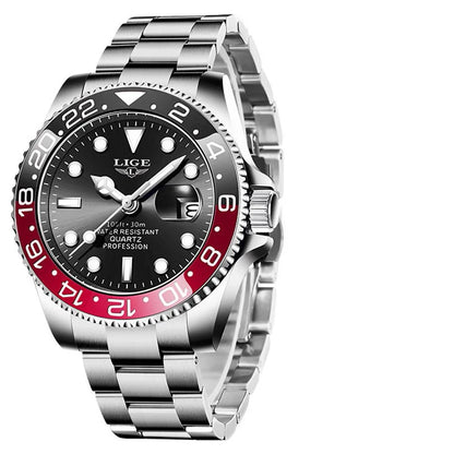 LIGE Men’s Luxury Quartz Watch  Stainless Steel, Luminous Dial, Waterproof & Business Design