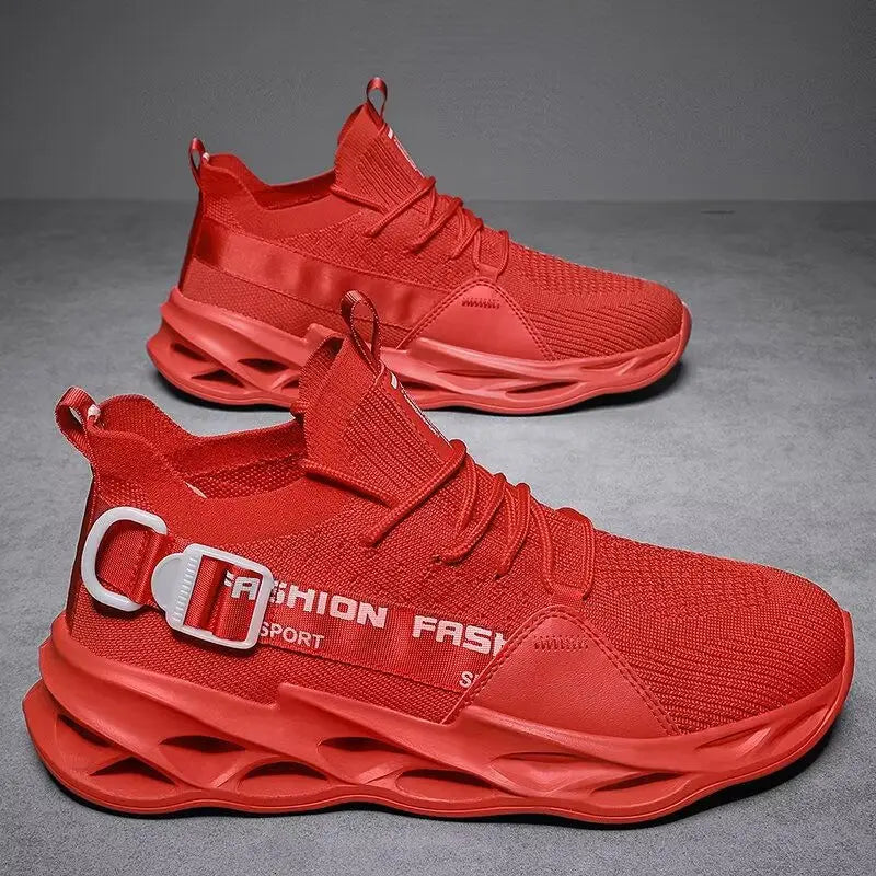 Zapatillas deportivas casual moradas de moda en oferta para mujer y hombre, calzado running con suela tipo blade, talla grande 48, ligeras y transpirables, zapatillas deportivas de malla para hombre