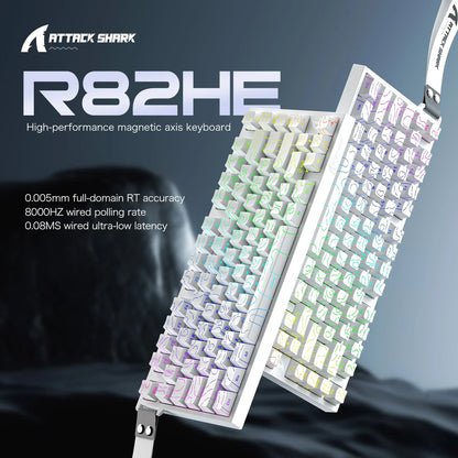 Tastiera gaming magnetica cablata ATTACK SHARK R82 HE 75% RGB 8000Hz Rapid Trigger, attuazione 0.005mm