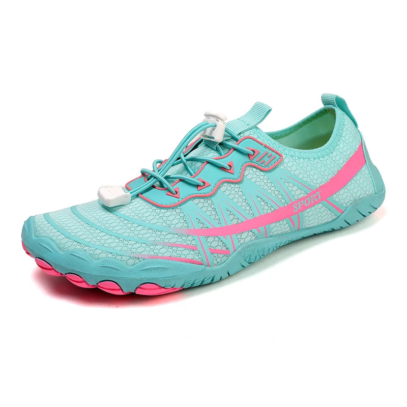 Novos sapatos aquáticos 2025 barefoot para praia e desporto, sapatos de natação antiderrapantes de alta qualidade, sapatos desportivos casuais de cinco dedos unissexo
