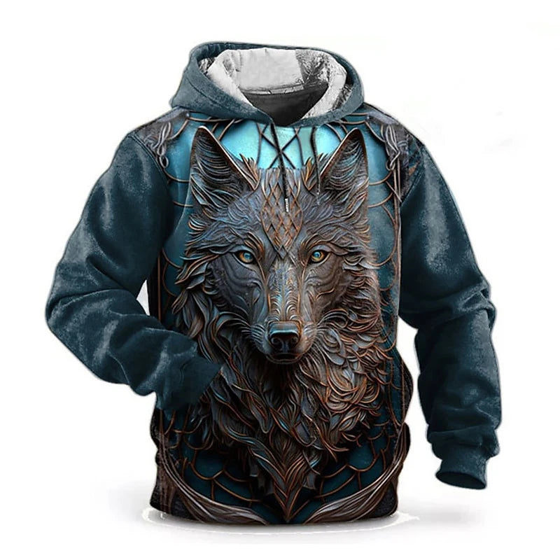 Felpe con cappuccio 3D Print Animal Wolf da uomo e donna, moda autunnale streetwear oversize, pullover Y2K unisex