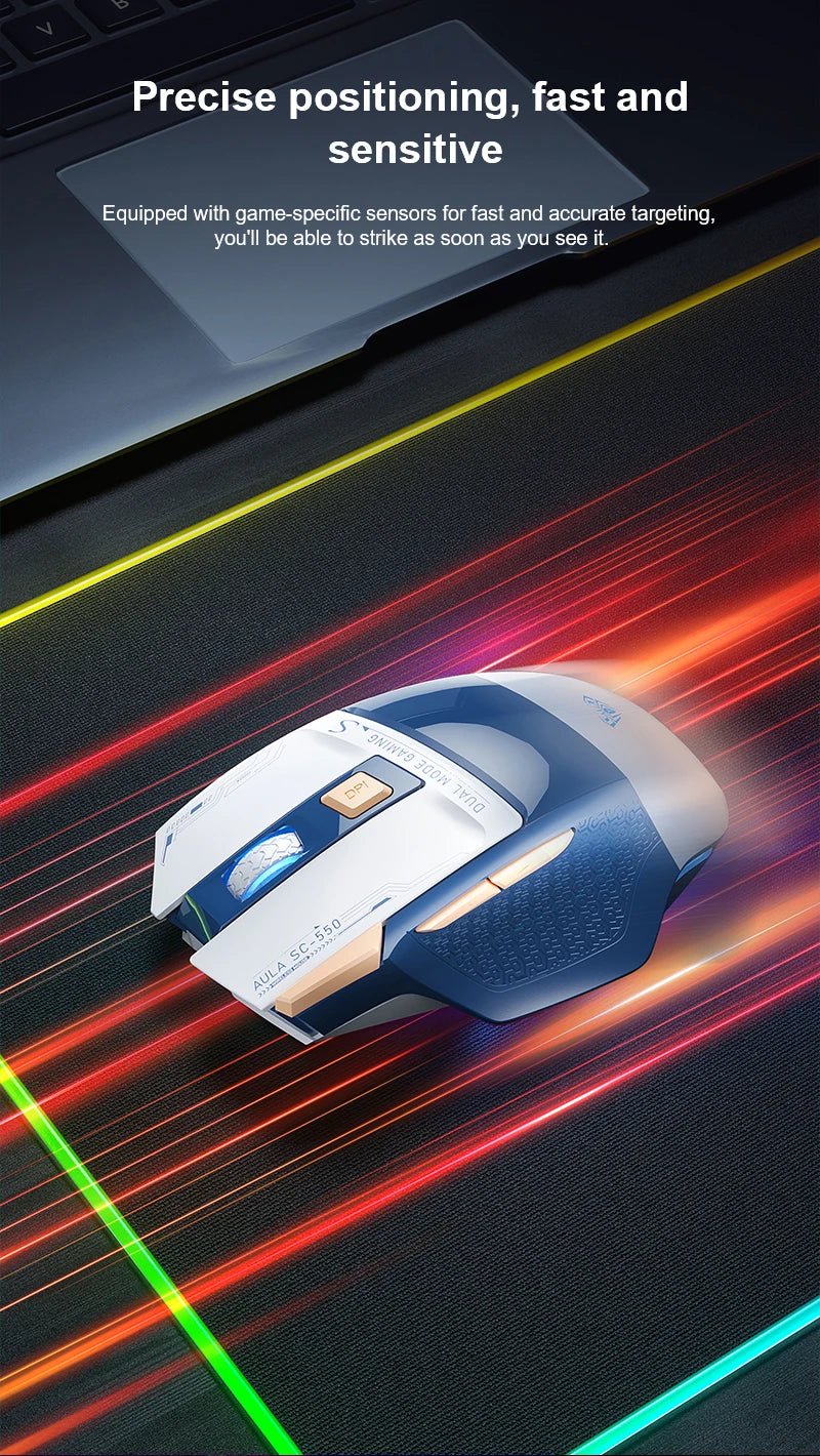 Ratón gaming AULA SC550 2.4G inalámbrico con macro, retroiluminación RGB, diseño ergonómico, ratón e-sports, accesorios para PC
