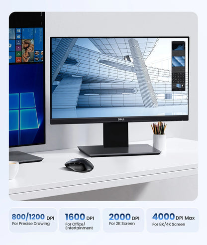 UGREEN Wireless Mouse Bluetooth 5.0 Mouse Ergonomic 4000DPI 6 Mute Buttons Mouse For MacBook Tablet Laptops Computer PC 2.4G Mice