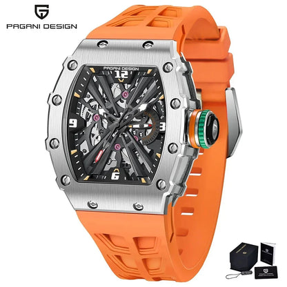 PAGANI DESIGN 42 MM Herren-Skelett-Quarzuhr Japan VH65 Saphirglas Edelstahl 50M wasserdicht Armbanduhren PD1738 Neu