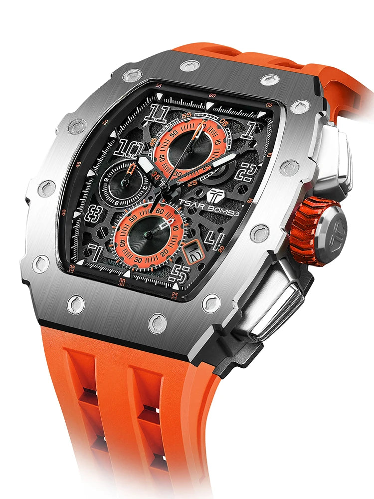Reloj TSAR BOMBA New TB8204 para hombre, cronógrafo de cuarzo japonés, resistente al agua 50M, reloj de pulsera deportivo de moda, reloj masculino de lujo, regalo para hombre