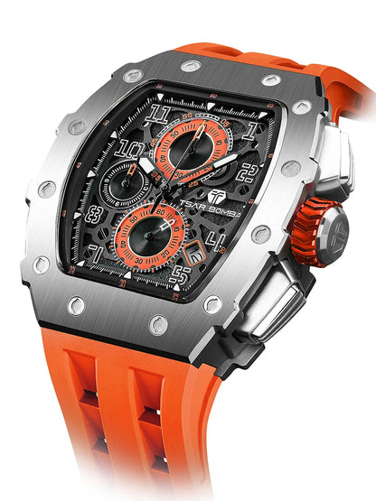 Reloj TSAR BOMBA New TB8204 para hombre, cronógrafo de cuarzo japonés, resistente al agua 50M, reloj de pulsera deportivo de moda, reloj masculino de lujo, regalo para hombre