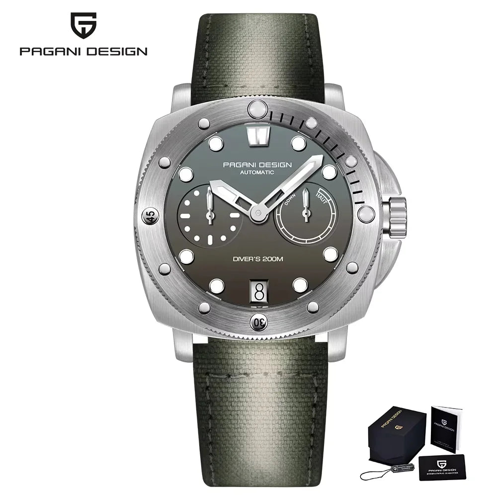PAGANI DESIGN Men's Mechanical Watch Luxury Sapphire Glass Luminous Automatic Watch 200M Waterproof Stainless Steel Watch