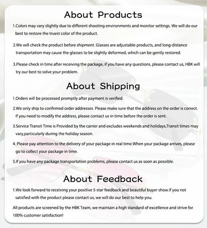 HBK Frameless Metal Sunglasses Men Wave Cutting Sun Glasses for Women Travel Shopping Shades Eyeglass UV400 Summer Style
