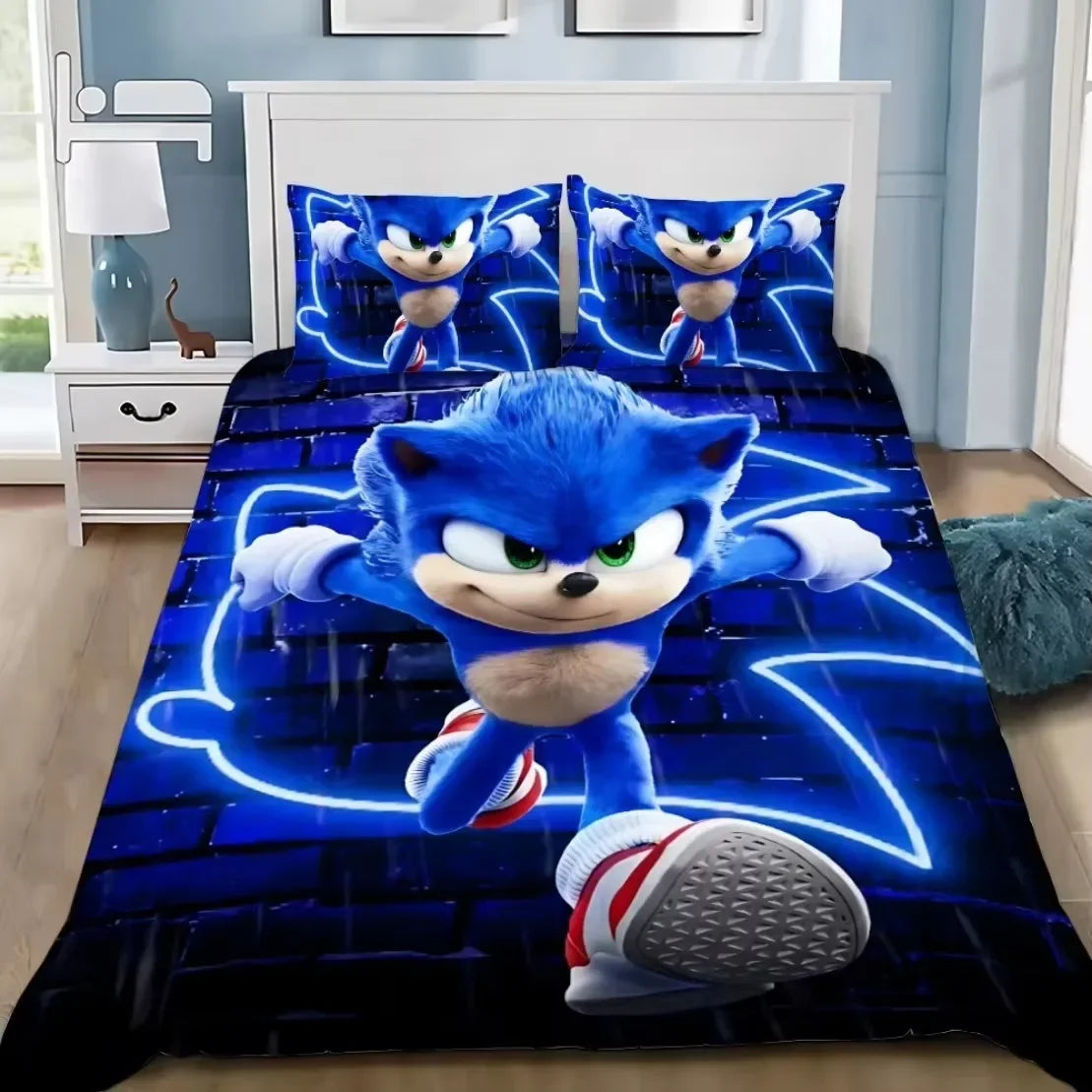 Exquisite 3D Cartoon Sonics Duvet Cover Anime Digital Printing Bedding Set Comforter Bed Youth Kids Girl Boys Gift