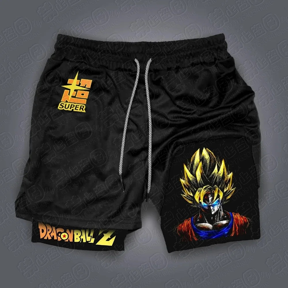 Dragon Ball Anime GOKU Peripheral Printed Double Layer Shorts 2026 Latest Spring and Summer Sports Men's Loose Breathable Pants