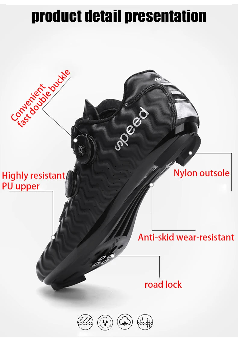 Neue Fahrradschuhe für Herren, selbstverriegelnde Rennrad-Sportschuhe, lockless Trainingsschuhe, SPD-Cleats-Fahrradschuhe für Damen