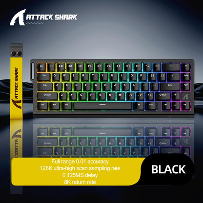 X68HE ATTACK SHARK Magnetic Gaming Keyboard Mechanical Wired for Pro Gaming 0.01mm Rapid Trigger 8000Hz SOCD/Rs 0.125ms 128K Rate