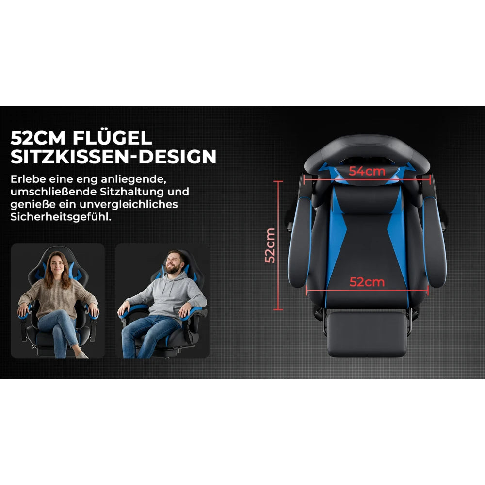 Gaming Chair Ergonomic Gaming Chair with Waist Cushion and Headrest, Office Chair Height Adjustable, Chair for Adult Girls Boy