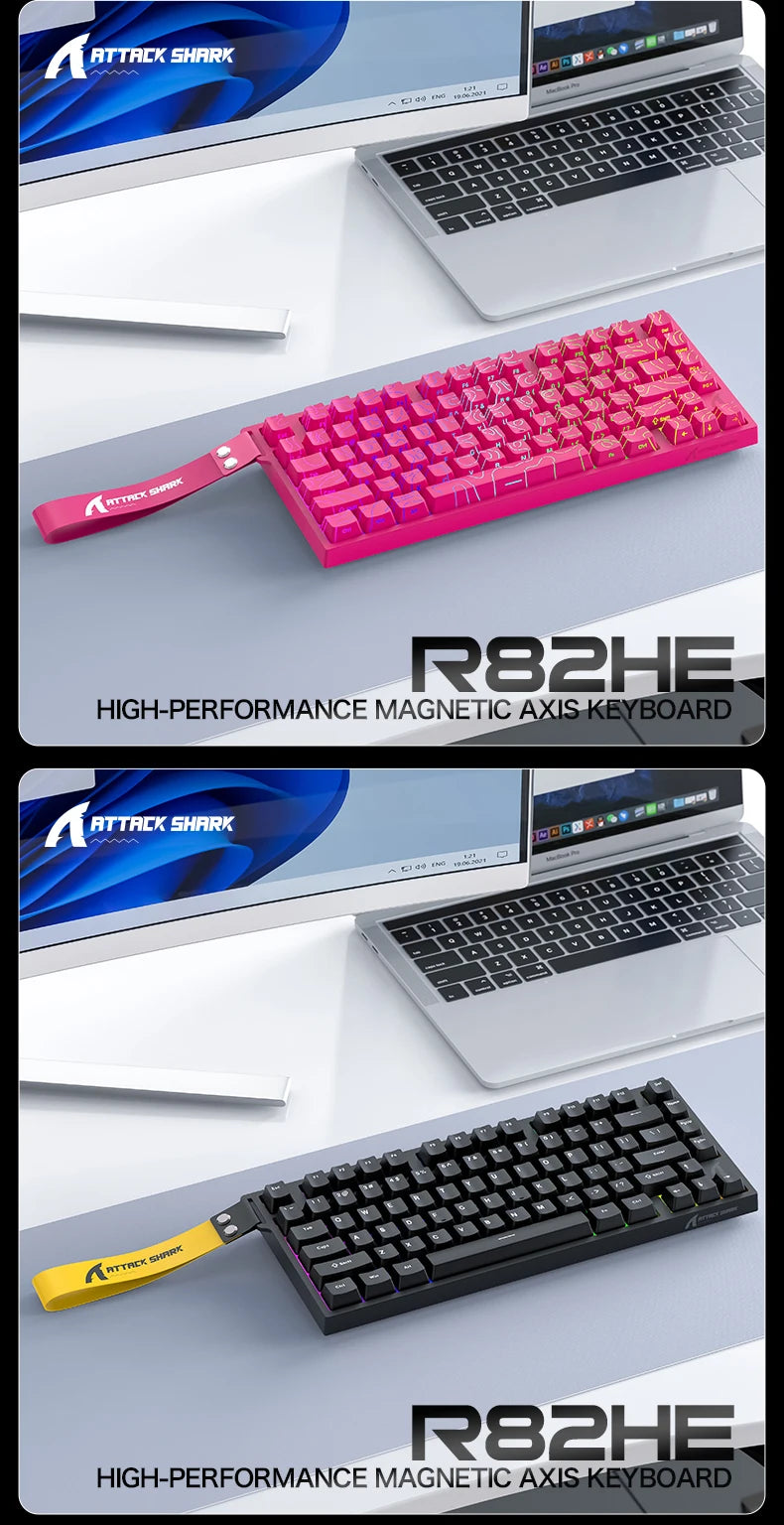 ATTACK SHARK R82HE High-Performance Magnetic Axis Keyboard, 8K Rate, 0.08ms Latency, 0.005mm RT Accuracy, 75% Layout, Five-Layer