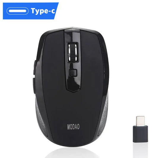 2.4G Wireless Mouse 6 Buttons Noiseless USB Type C 800/1200/1600 DPI Gaming Mouse with Type-C Receiver